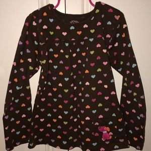 🍒Girls Brown Long Sleeve Shirt with Hearts🍒6x